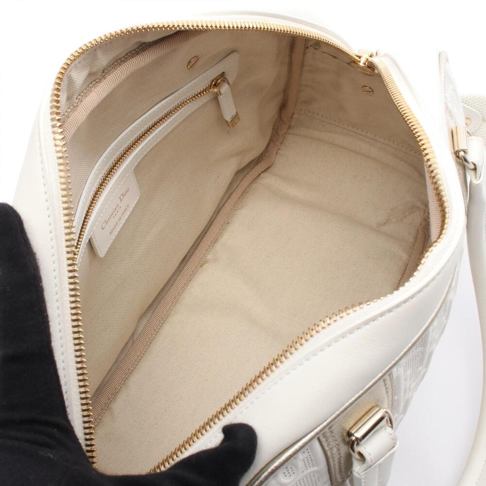 Dior Handbag White Gold Bowling Bag Vibe Leather